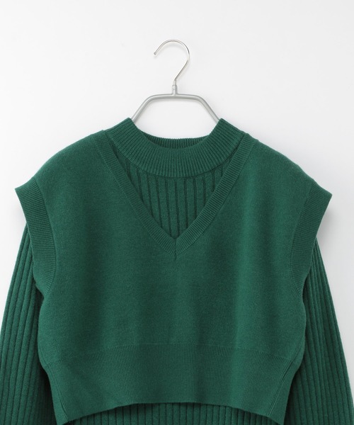 Heather（ヘザー）の「ベストSETニットロングワンピース　257120（ワンピース・レディース・ブラック/ライトブラウン/グリーン/ブラウン・FREE）」の19枚目の写真