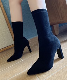 【Jasmine】スエードソックスブーツ ヒール9cm