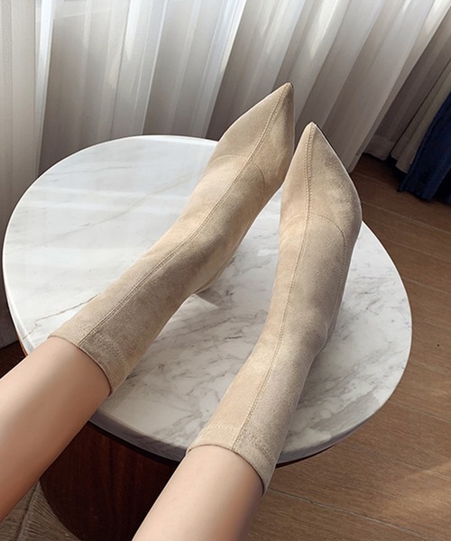 Jasmine Grandiflorum(ジャスミングランディフローラム)の「【Jasmine】スエードソックスブーツ ヒール9cm(ブーツ・レディース・ブラック/ベージュ・25.5cm/22.5cm/24.5cm/23.5cm/24.0cm/25.0cm/23.0cm)」の10枚目の写真