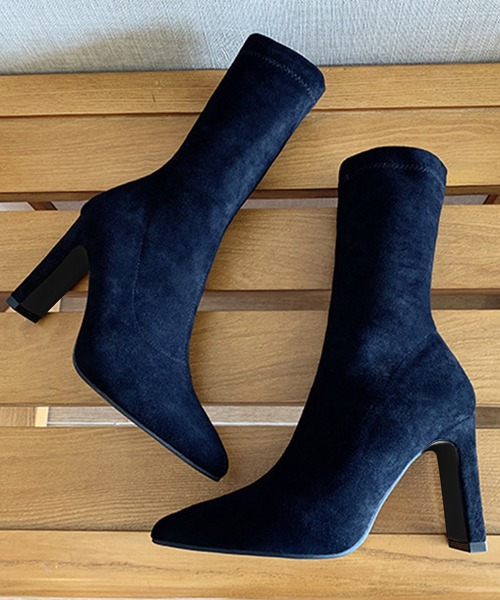 Jasmine Grandiflorum(ジャスミングランディフローラム)の「【Jasmine】スエードソックスブーツ ヒール9cm(ブーツ・レディース・ブラック/ベージュ・25.5cm/22.5cm/24.5cm/23.5cm/24.0cm/25.0cm/23.0cm)」の18枚目の写真