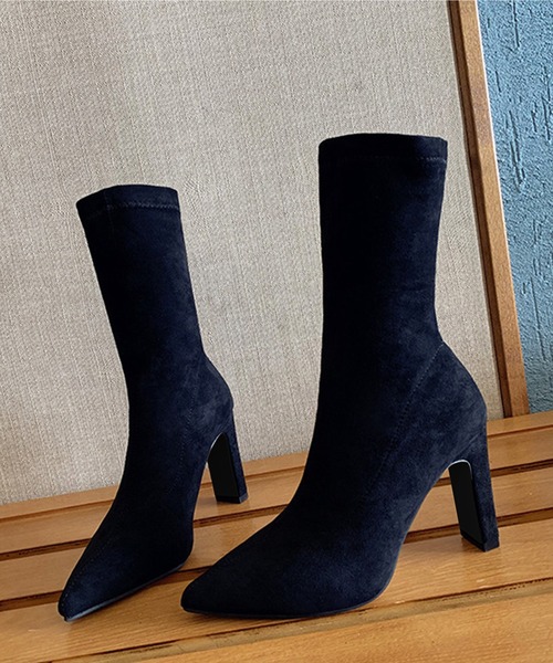 Jasmine Grandiflorum(ジャスミングランディフローラム)の「【Jasmine】スエードソックスブーツ ヒール9cm(ブーツ・レディース・ブラック/ベージュ・25.5cm/22.5cm/24.5cm/23.5cm/24.0cm/25.0cm/23.0cm)」の19枚目の写真