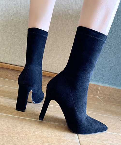 Jasmine Grandiflorum(ジャスミングランディフローラム)の「【Jasmine】スエードソックスブーツ ヒール9cm(ブーツ・レディース・ブラック/ベージュ・25.5cm/22.5cm/24.5cm/23.5cm/24.0cm/25.0cm/23.0cm)」の20枚目の写真