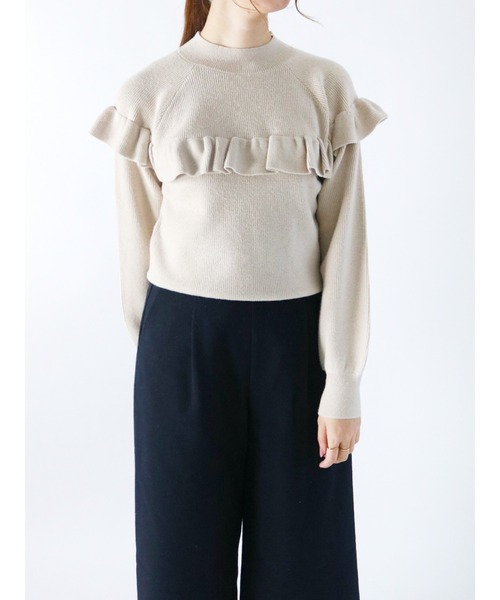 Te chichi(テチチ)の「ハイネックフリルニット(ニット/セーター・レディース・イエロー/ブラック/ベージュ・フリ-)」の2枚目の写真