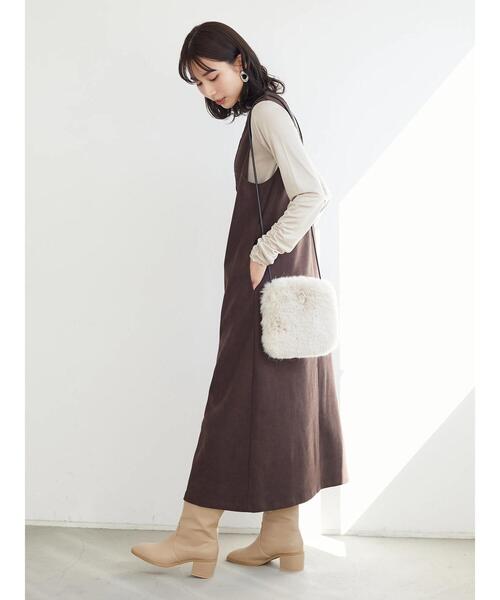 Green　Parks（グリーンパークス）の「・ELENCARE DUE 2wayVネックジャンスカ＊（ジャンパースカート・レディース・ブラック/ブラウン/グリーン・FREE）」の6枚目の写真