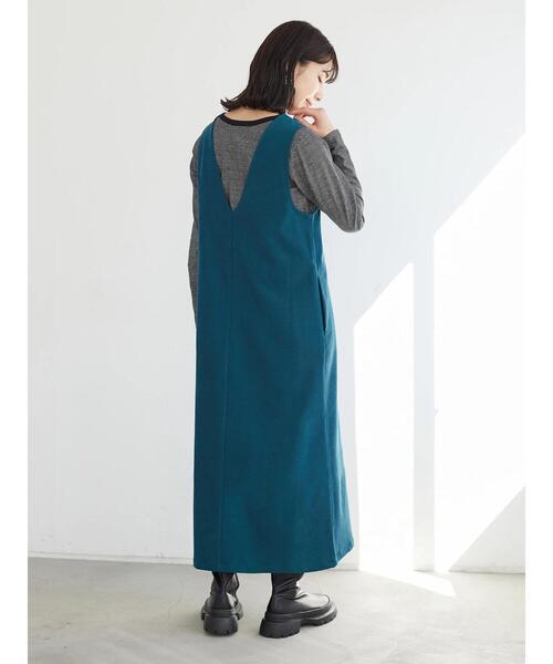 Green　Parks（グリーンパークス）の「・ELENCARE DUE 2wayVネックジャンスカ＊（ジャンパースカート・レディース・ブラック/ブラウン/グリーン・FREE）」の8枚目の写真