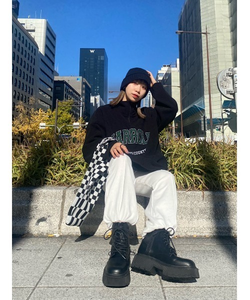 WC（ダブル シー）の「ハーフジップビッグフリース（スウェット・レディース・ブラック/ベージュ/ブルー・FREE）」の21枚目の写真