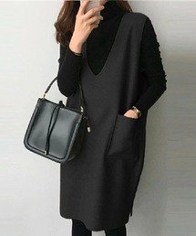 Chaco closet | フェイクウールノースリーブVネックワンピース(ワンピース)