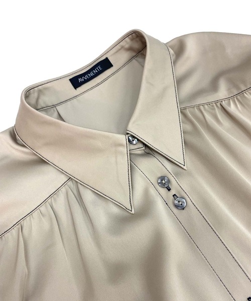 Avvenente(アベネンテ)の「【Avvenente】マットサテンシャツ(シャツ/ブラウス・レディース・ネイビー/ベージュ・FREE)」の19枚目の写真