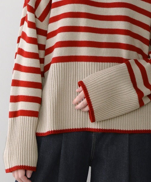 Bou Jeloud(ブージュルード)の「【WEB限定】ボーダータートルニット(ニット/セーター・レディース・ホワイト系その他/カーキ/レッド・FREE)」の19枚目の写真