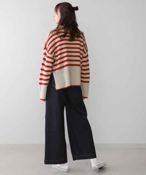 Bou Jeloud(ブージュルード)の「【WEB限定】ボーダータートルニット(ニット/セーター・レディース・ホワイト系その他/カーキ/レッド・FREE)」の17枚目の写真