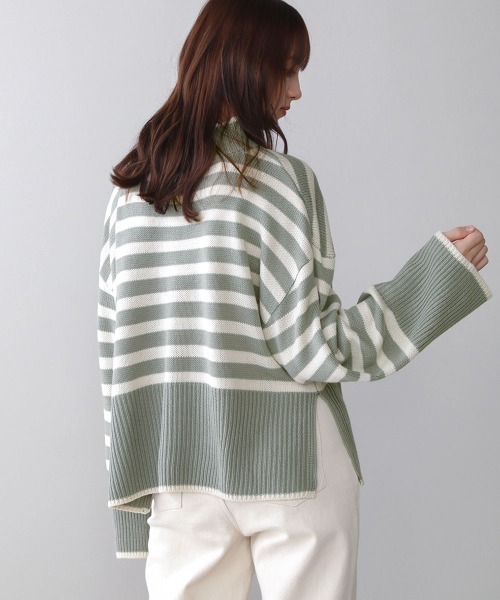 Bou Jeloud(ブージュルード)の「【WEB限定】ボーダータートルニット(ニット/セーター・レディース・ホワイト系その他/カーキ/レッド・FREE)」の7枚目の写真