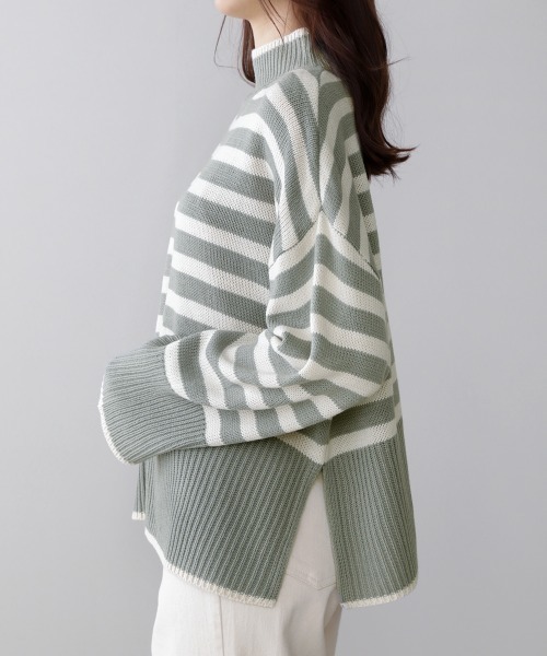 Bou Jeloud(ブージュルード)の「【WEB限定】ボーダータートルニット(ニット/セーター・レディース・ホワイト系その他/カーキ/レッド・FREE)」の20枚目の写真