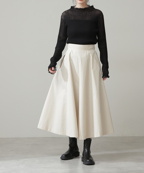 N.（N. Natural Beauty Basic）（エヌエヌナチュラルビューティーベーシック）の「◆メローシアーリブニット（ニット/セーター・レディース・オフホワイト/ブラック/ライトグリーン・MEDIUM）」の9枚目の写真