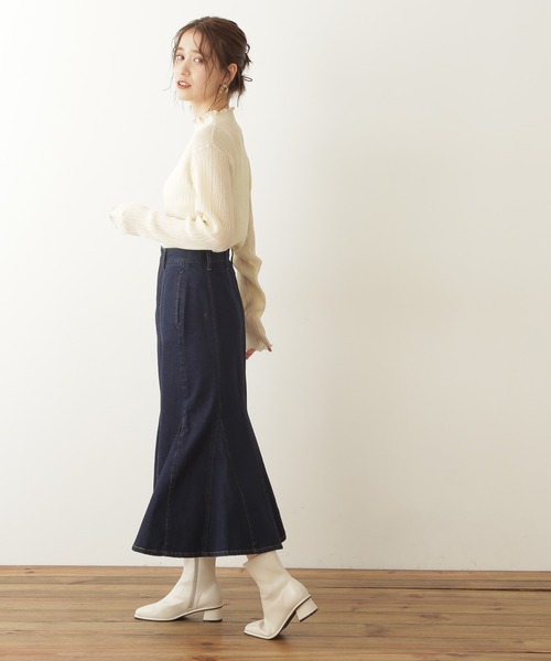N.（N. Natural Beauty Basic）（エヌエヌナチュラルビューティーベーシック）の「◆メローシアーリブニット（ニット/セーター・レディース・オフホワイト/ブラック/ライトグリーン・MEDIUM）」の13枚目の写真