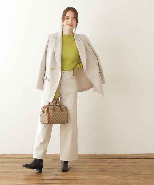 N.（N. Natural Beauty Basic）（エヌエヌナチュラルビューティーベーシック）の「◆メローシアーリブニット（ニット/セーター・レディース・オフホワイト/ブラック/ライトグリーン・MEDIUM）」の12枚目の写真