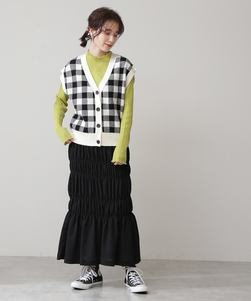 N.（N. Natural Beauty Basic）（エヌエヌナチュラルビューティーベーシック）の「◆メローシアーリブニット（ニット/セーター・レディース・オフホワイト/ブラック/ライトグリーン・MEDIUM）」の16枚目の写真