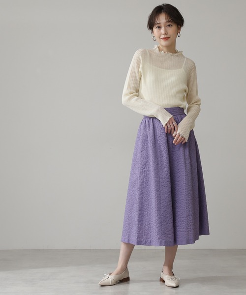 N.（N. Natural Beauty Basic）（エヌエヌナチュラルビューティーベーシック）の「◆メローシアーリブニット（ニット/セーター・レディース・オフホワイト/ブラック/ライトグリーン・MEDIUM）」の17枚目の写真