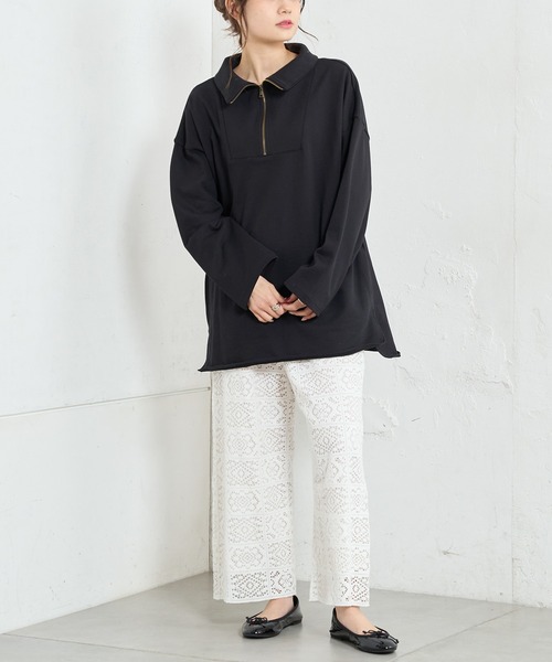 PUAL CE CIN(ピュアルセシン)の「【Du noir】裏毛ハーフジッププルオーバー(スウェット・レディース・ブラック/グレー/オフホワイト・FREE)」の13枚目の写真