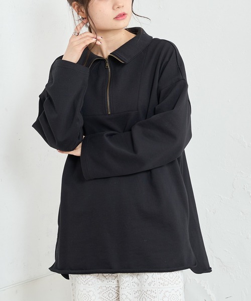 PUAL CE CIN(ピュアルセシン)の「【Du noir】裏毛ハーフジッププルオーバー(スウェット・レディース・ブラック/グレー/オフホワイト・FREE)」の10枚目の写真