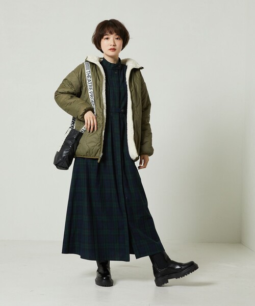 FREAK'S STORE(フリークスストア)の「リバーシブルキルトボアフードコート(ブルゾン・レディース・ネイビー/ブラウン/オリーブ・フリ-)」の13枚目の写真