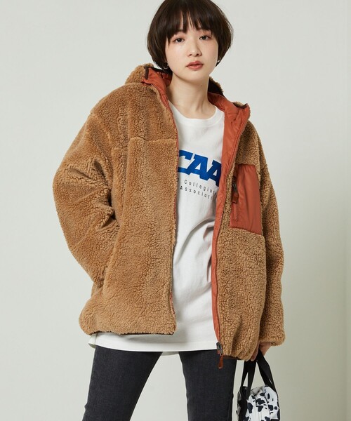 FREAK'S STORE(フリークスストア)の「リバーシブルキルトボアフードコート(ブルゾン・レディース・ネイビー/ブラウン/オリーブ・フリ-)」の21枚目の写真