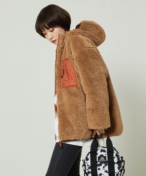 FREAK'S STORE(フリークスストア)の「リバーシブルキルトボアフードコート(ブルゾン・レディース・ネイビー/ブラウン/オリーブ・フリ-)」の22枚目の写真