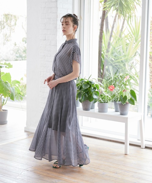 INED CLARO(イネドクラロ)の「シアーギンガムチェックフレアスカート【セットアップ対応】(スカート・レディース・ブラック/レッド/ネイビー・フリー)」の12枚目の写真