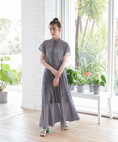 INED CLARO(イネドクラロ)の「シアーギンガムチェックフレアスカート【セットアップ対応】(スカート・レディース・ブラック/レッド/ネイビー・フリー)」の13枚目の写真