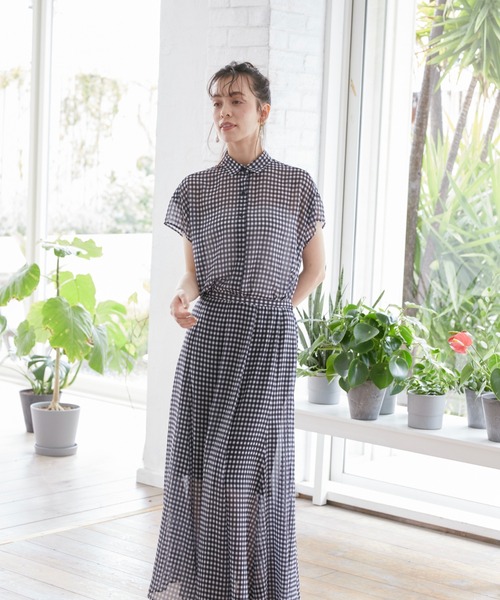 INED CLARO(イネドクラロ)の「シアーギンガムチェックフレアスカート【セットアップ対応】(スカート・レディース・ブラック/レッド/ネイビー・フリー)」の10枚目の写真