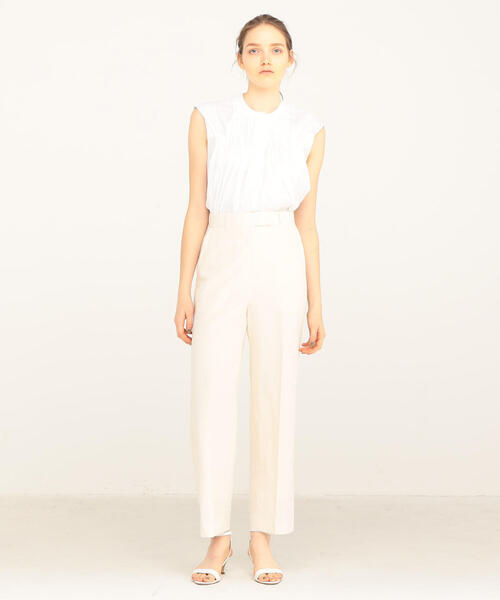 TOMORROWLAND (トゥモローランド)の「コンパクトリネン セミフレアパンツ(スラックス・レディース・ライトグレー/ブラウン・36/34)」の5枚目の写真