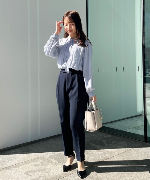 index（インデックス）の「◆マルチファンクションダブルクロステーパードパンツ【WEB限定サイズ】（スーツパンツ・レディース・ネイビー/ナチュラル/サックスブルー・38/40/36/42）」の3枚目の写真