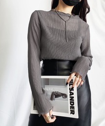 ※※【 新色追加 】楊柳シアーハイネックメロートップス