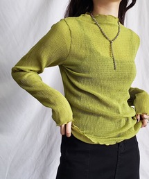 me+em select | 【 新色追加 】楊柳シアーハイネックメロートップス(Tシャツ/カットソー)