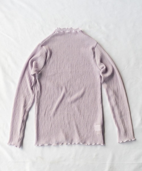 me+em select（ミームセレクト）の「※※【 新色追加 】楊柳シアーハイネックメロートップス（Tシャツ/カットソー・レディース・パープル/ブラック/アイボリー/ライトグリーン/ブラウン/チャコール・MEDIUM）」の14枚目の写真