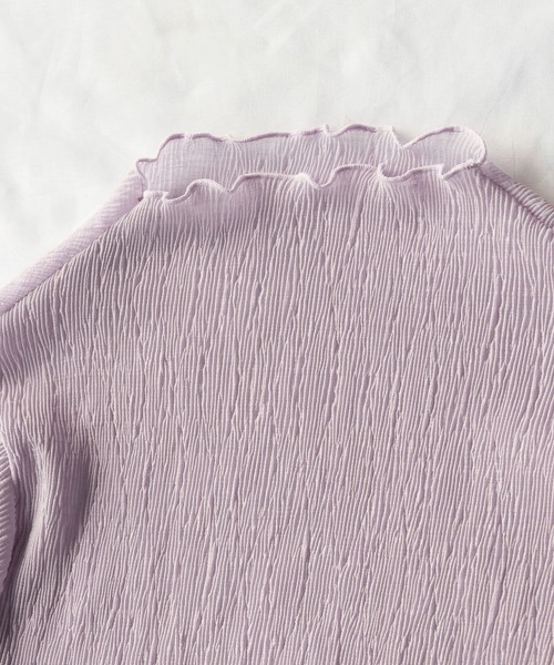 me+em select（ミームセレクト）の「※※【 新色追加 】楊柳シアーハイネックメロートップス（Tシャツ/カットソー・レディース・パープル/ブラック/アイボリー/ライトグリーン/ブラウン/チャコール・MEDIUM）」の15枚目の写真