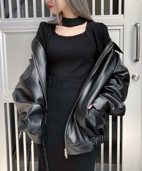 Figments（フィグメンツ）の「合皮ブルゾン（ブルゾン・レディース・ブラック・FREE）」の3枚目の写真