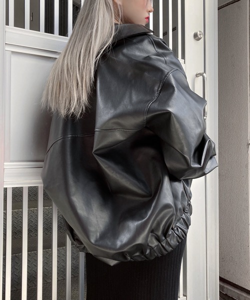 Figments（フィグメンツ）の「合皮ブルゾン（ブルゾン・レディース・ブラック・FREE）」の4枚目の写真