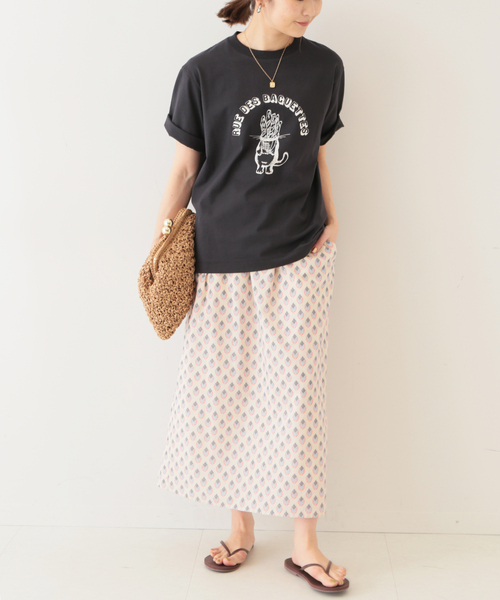 SLOBE IENA(スローブイエナ)の「SPRINTEX モチーフプリントギャザースカート◆(スカート・レディース・ネイビー/ナチュラル・FREE)」の5枚目の写真