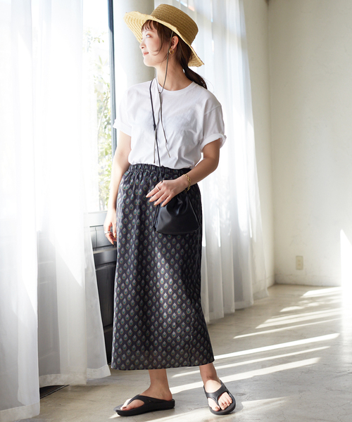 SLOBE IENA(スローブイエナ)の「SPRINTEX モチーフプリントギャザースカート◆(スカート・レディース・ネイビー/ナチュラル・FREE)」の12枚目の写真