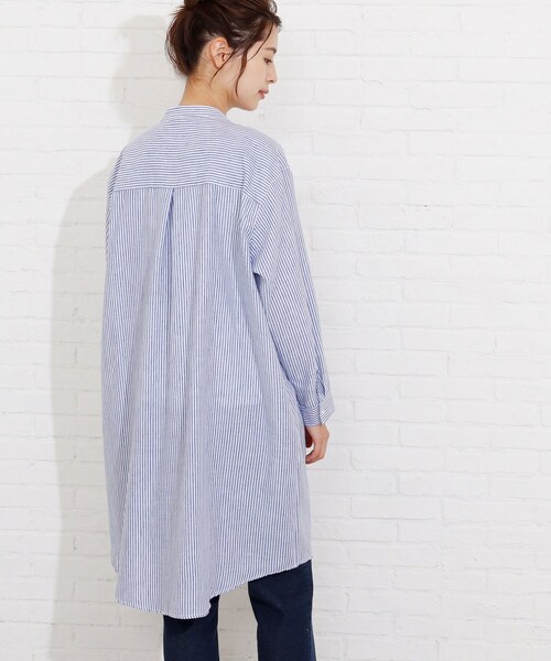 SHOO・LA・RUE（シューラルー）の「◆フレンチリネン前開きワンピース（ワンピース・レディース・ダークブラウン/ブルー/ホワイト系/グレー系7/ネイビー系2/ピンク系・00）」の9枚目の写真