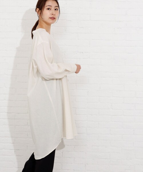 SHOO・LA・RUE（シューラルー）の「◆フレンチリネン前開きワンピース（ワンピース・レディース・ダークブラウン/ブルー/ホワイト系/グレー系7/ネイビー系2/ピンク系・00）」の15枚目の写真