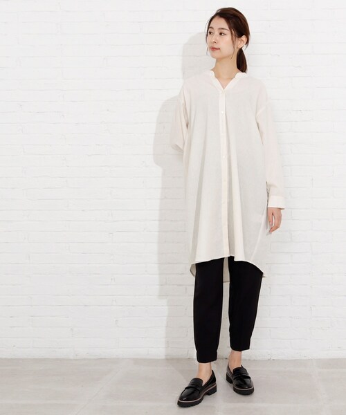 SHOO・LA・RUE（シューラルー）の「◆フレンチリネン前開きワンピース（ワンピース・レディース・ダークブラウン/ブルー/ホワイト系/グレー系7/ネイビー系2/ピンク系・00）」の17枚目の写真