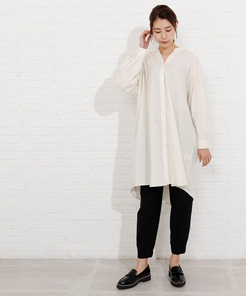 SHOO・LA・RUE（シューラルー）の「◆フレンチリネン前開きワンピース（ワンピース・レディース・ダークブラウン/ブルー/ホワイト系/グレー系7/ネイビー系2/ピンク系・00）」の18枚目の写真