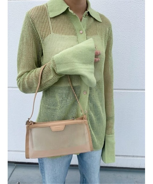 M_(エムアンダーバー)の「【M_】MESH KNIT シャツ(ニット/セーター・レディース・ブラウン/ライトグリーン/ブラック・FREE)」の15枚目の写真