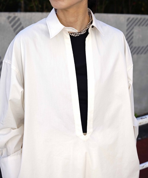 Toironier(トワロニエ)の「Toironier(トワロニエ ) シャツワンピース(ワンピース・レディース・ホワイト・FREE)」の9枚目の写真