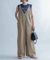 FORK&SPOON　コットンリネンサロペットパンツ