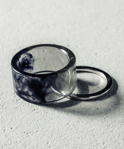 and cloud(アンドクラウド)の「Haze Marble Set Ring(リング・レディース・ネイビー/グレー・15号/13号/17号/11号)」の5枚目の写真