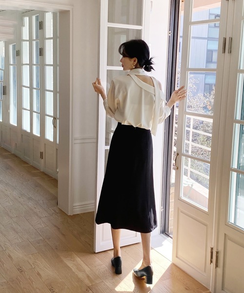 by muni:r(バイ ムニール)の「ピンタックマーメイドロングスカート(スカート・レディース・ブラック/アイボリー・SMALL/MEDIUM)」の19枚目の写真