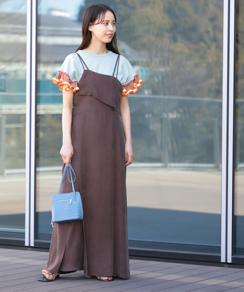 Ray BEAMS（レイビームス）の「Ray BEAMS / アシンメトリー ヨーク キャミ ワンピース（ワンピース・レディース・ブラック/ダークブラウン・1/0）」の12枚目の写真