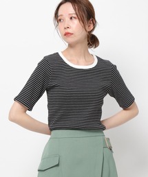mysty woman | ピンボーダーリンガーT 274918(Tシャツ/カットソー)